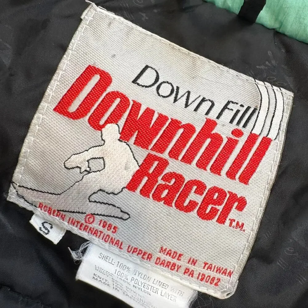 80’s Downfill Downhill Racer  Retro Color Block Ski Puffer Zip Up Jacket